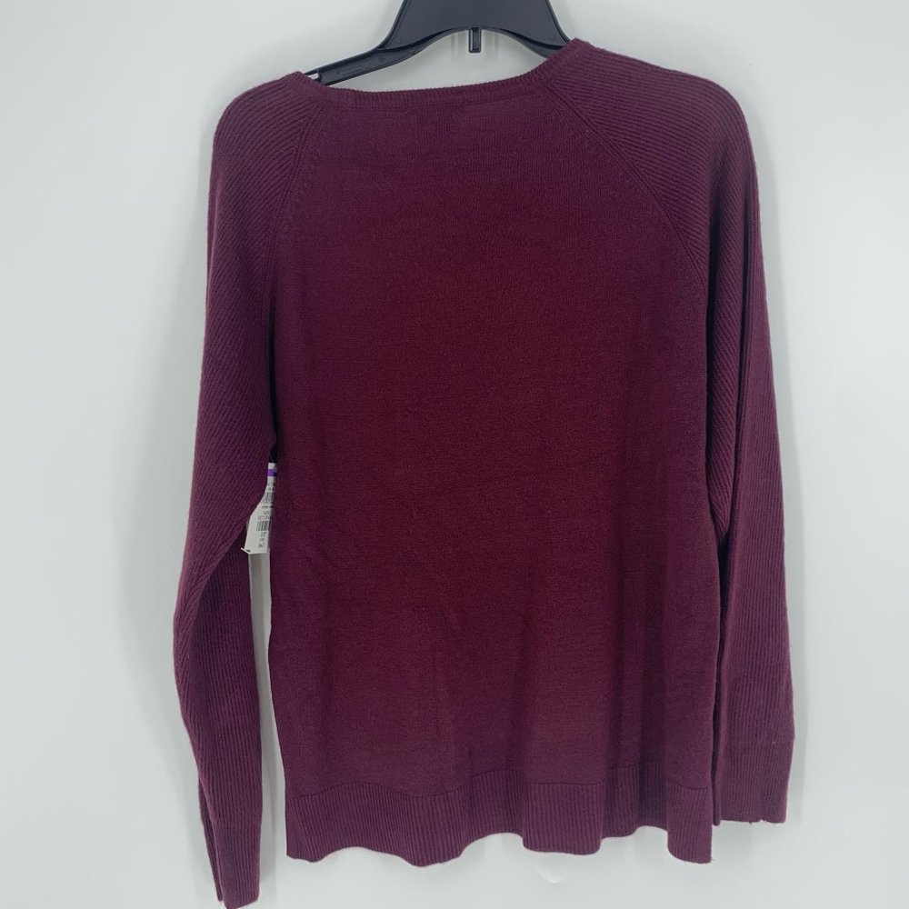 Sweet Romeo Ribbed Maroon Raglan Sleeve Pullover Sweater - Picture 3 of 7